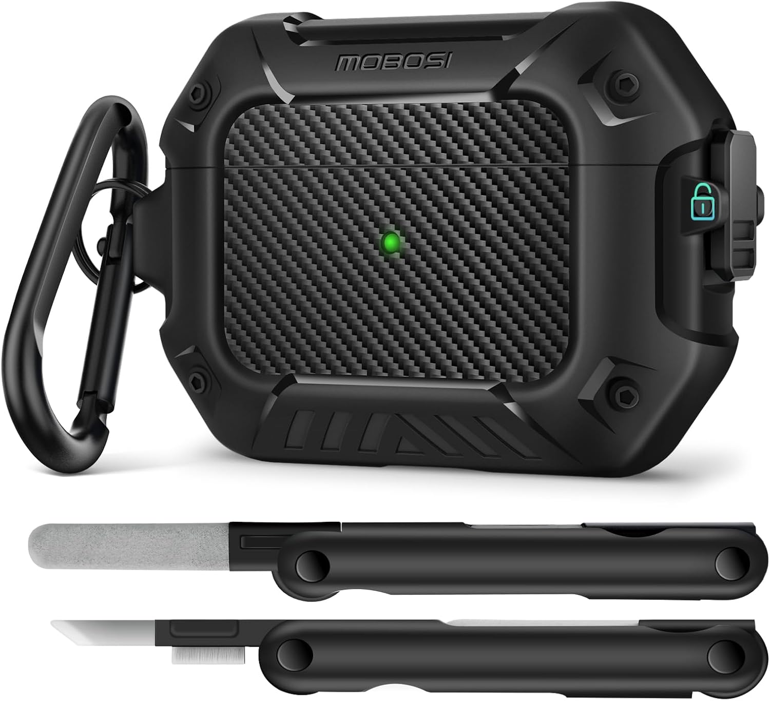 AirPods Case with Lock & Keychain & Cleaner Kit