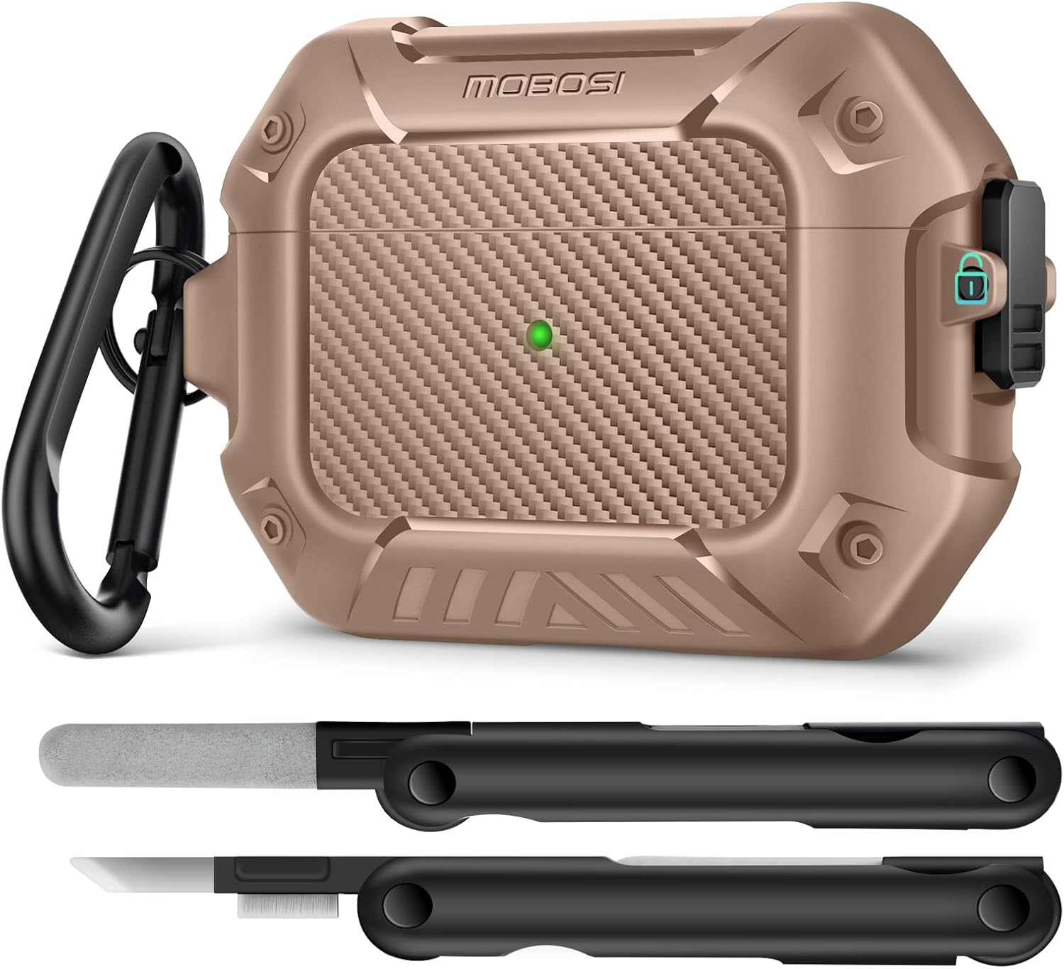 AirPods Case with Lock & Keychain & Cleaner Kit