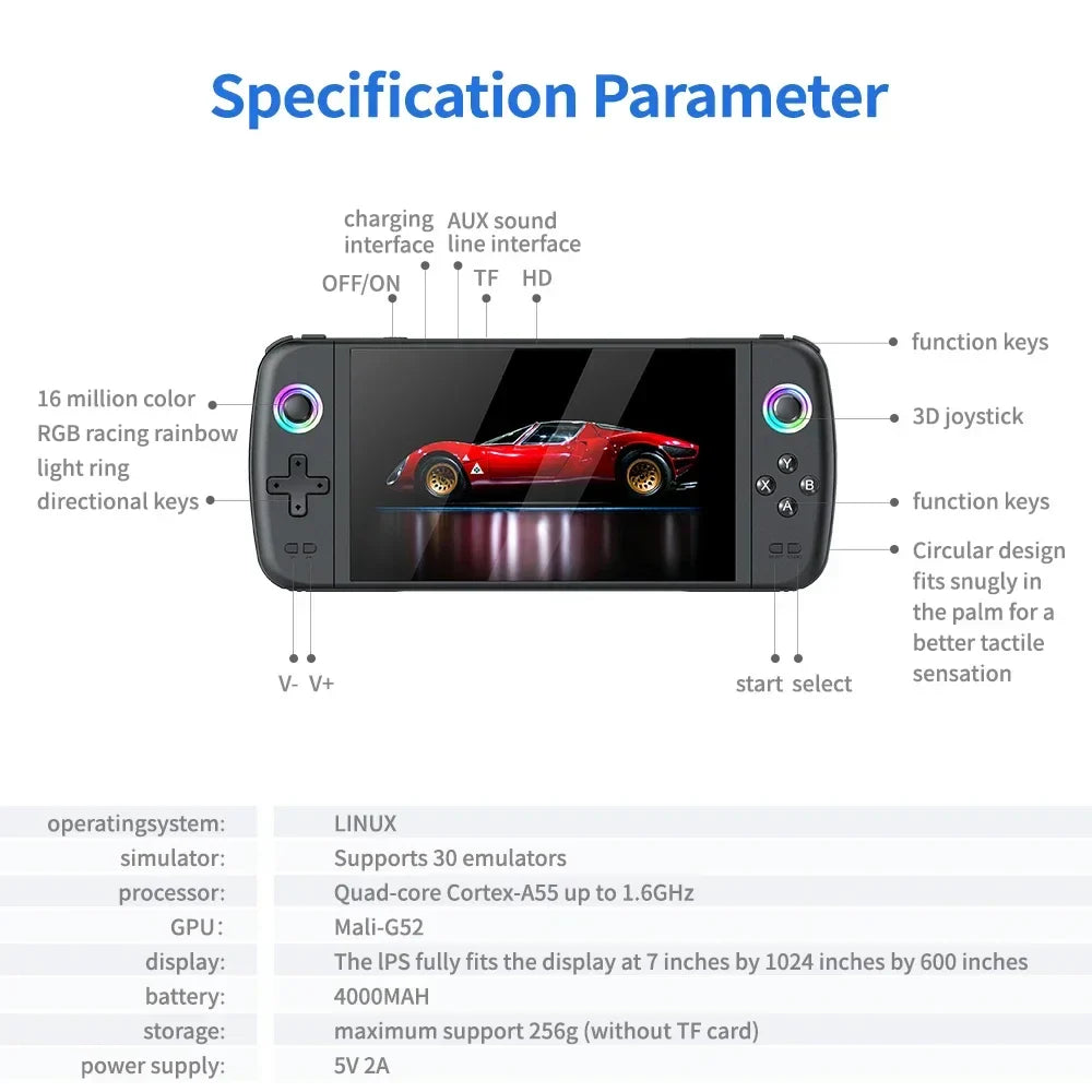 M27 Portable Pocket Retro Handheld Video Game Console 7.0Inch IPS Screen 1024*600 Display Support LINUX HDMI for boys game gift