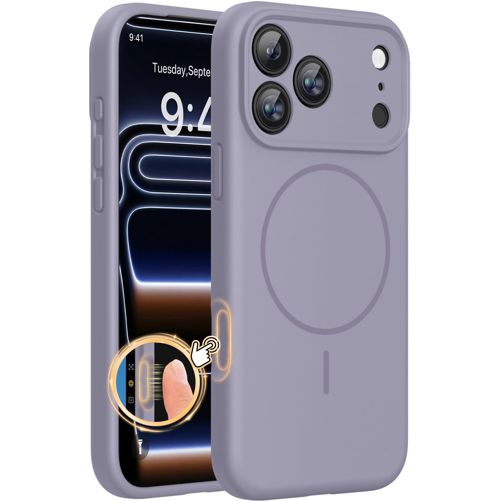Magnetic for iPhone 17 Pro Max Case, Compatible with MagSafe, Integrated Silicone Camera Control Cover, 3.0mm Thicken Shockproof Drop Protection Phone Case for 17 ProMax, Orange