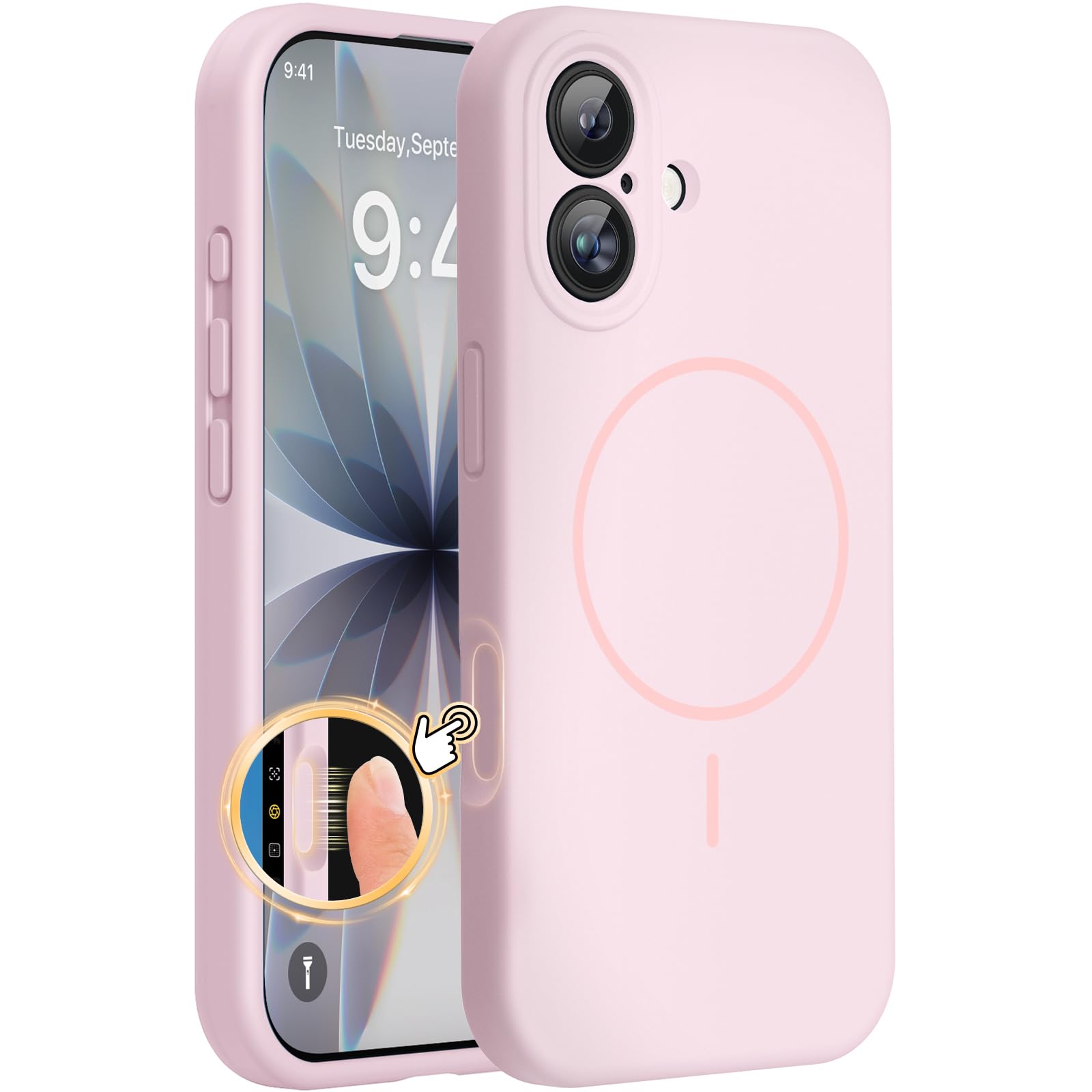 Magnetic for iPhone 17 Pro Max Case, Compatible with MagSafe, Integrated Silicone Camera Control Cover, 3.0mm Thicken Shockproof Drop Protection Phone Case for 17 ProMax, Orange