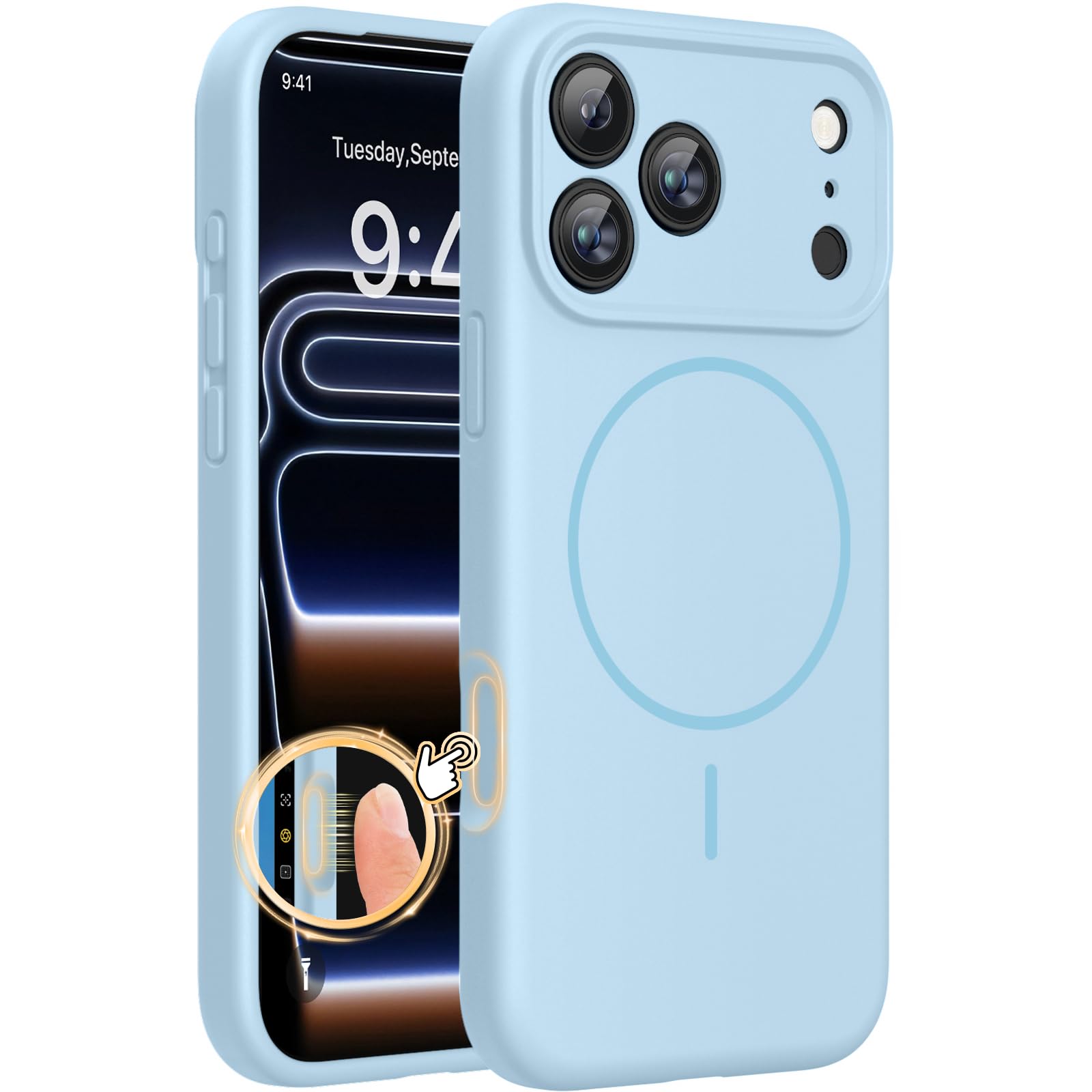 Magnetic for iPhone 17 Pro Max Case, Compatible with MagSafe, Integrated Silicone Camera Control Cover, 3.0mm Thicken Shockproof Drop Protection Phone Case for 17 ProMax, Orange