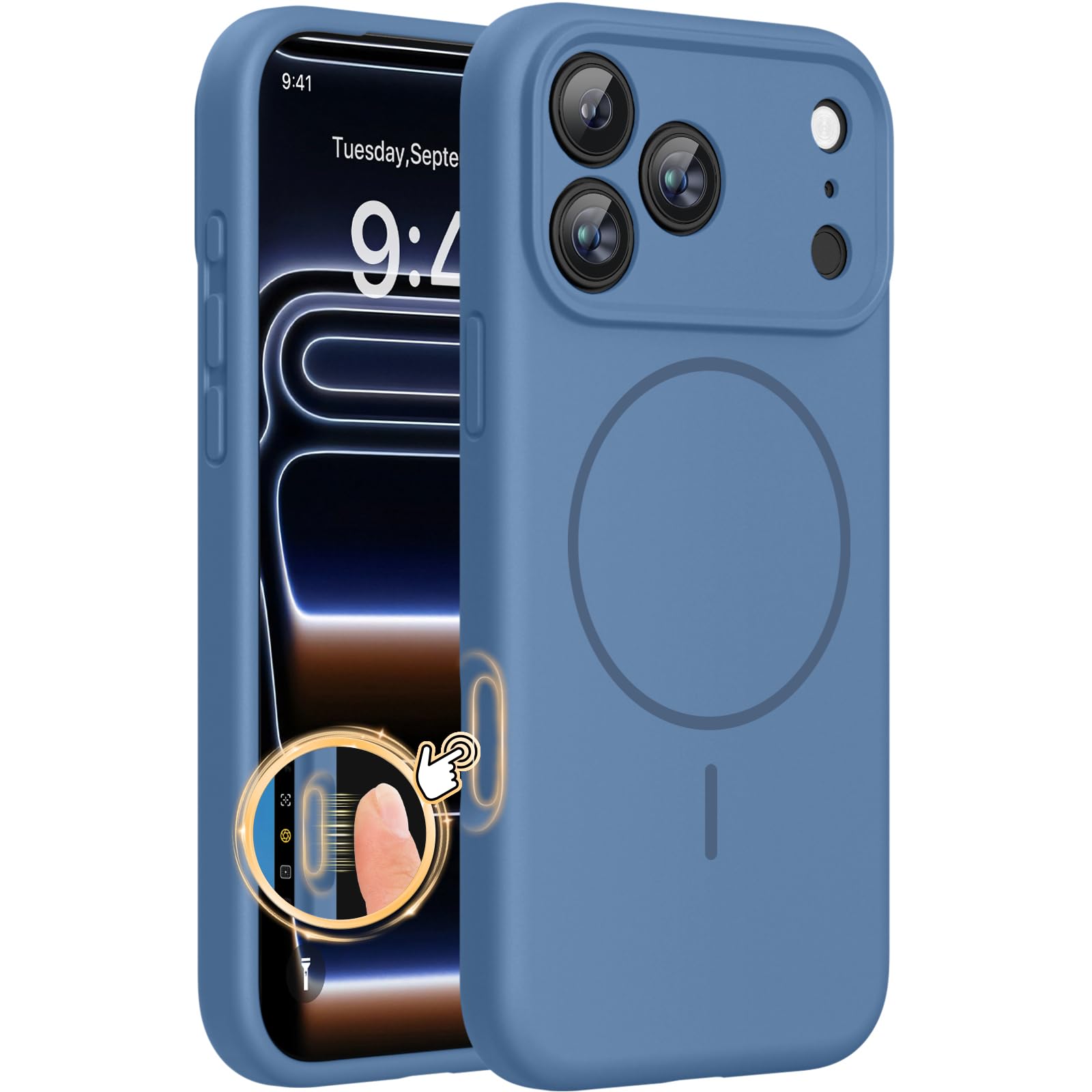 Magnetic for iPhone 17 Pro Max Case, Compatible with MagSafe, Integrated Silicone Camera Control Cover, 3.0mm Thicken Shockproof Drop Protection Phone Case for 17 ProMax, Orange