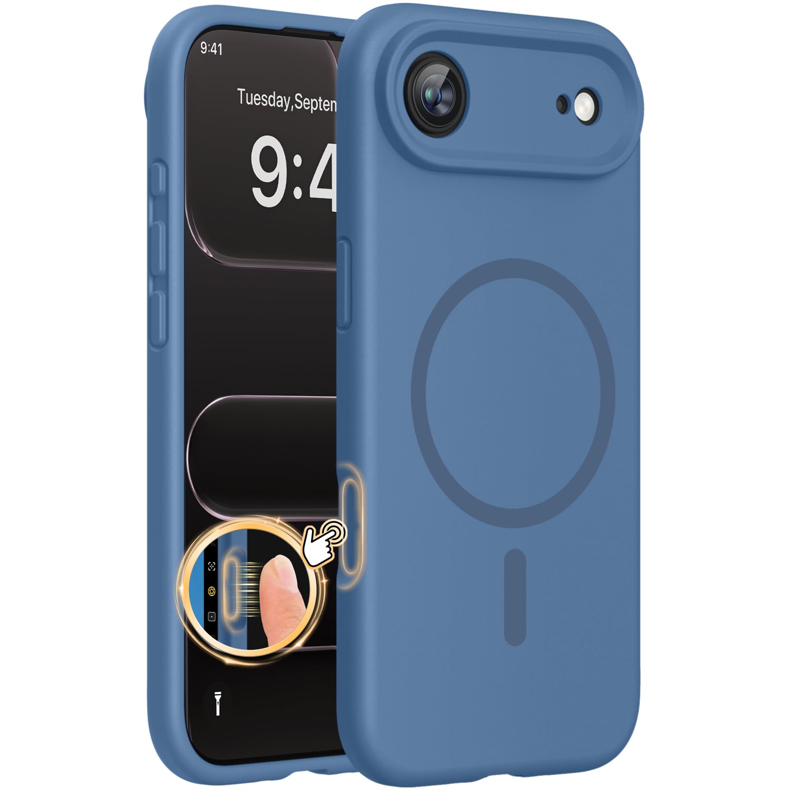 Magnetic for iPhone 17 Pro Max Case, Compatible with MagSafe, Integrated Silicone Camera Control Cover, 3.0mm Thicken Shockproof Drop Protection Phone Case for 17 ProMax, Orange