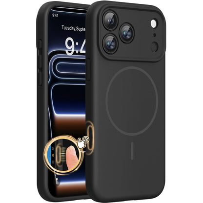 Magnetic for iPhone 17 Pro Max Case, Compatible with MagSafe, Integrated Silicone Camera Control Cover, 3.0mm Thicken Shockproof Drop Protection Phone Case for 17 ProMax, Orange