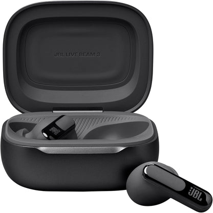 JBL Live Beam 3 - True Wireless Noise-Cancelling Stick-Closed Earbuds, 48Hrs Total Playback, Wireless Charging, 6 Mics for Perfect Calls, Multi-Point Connection, IP55 Waterproof and dustproof (Black)