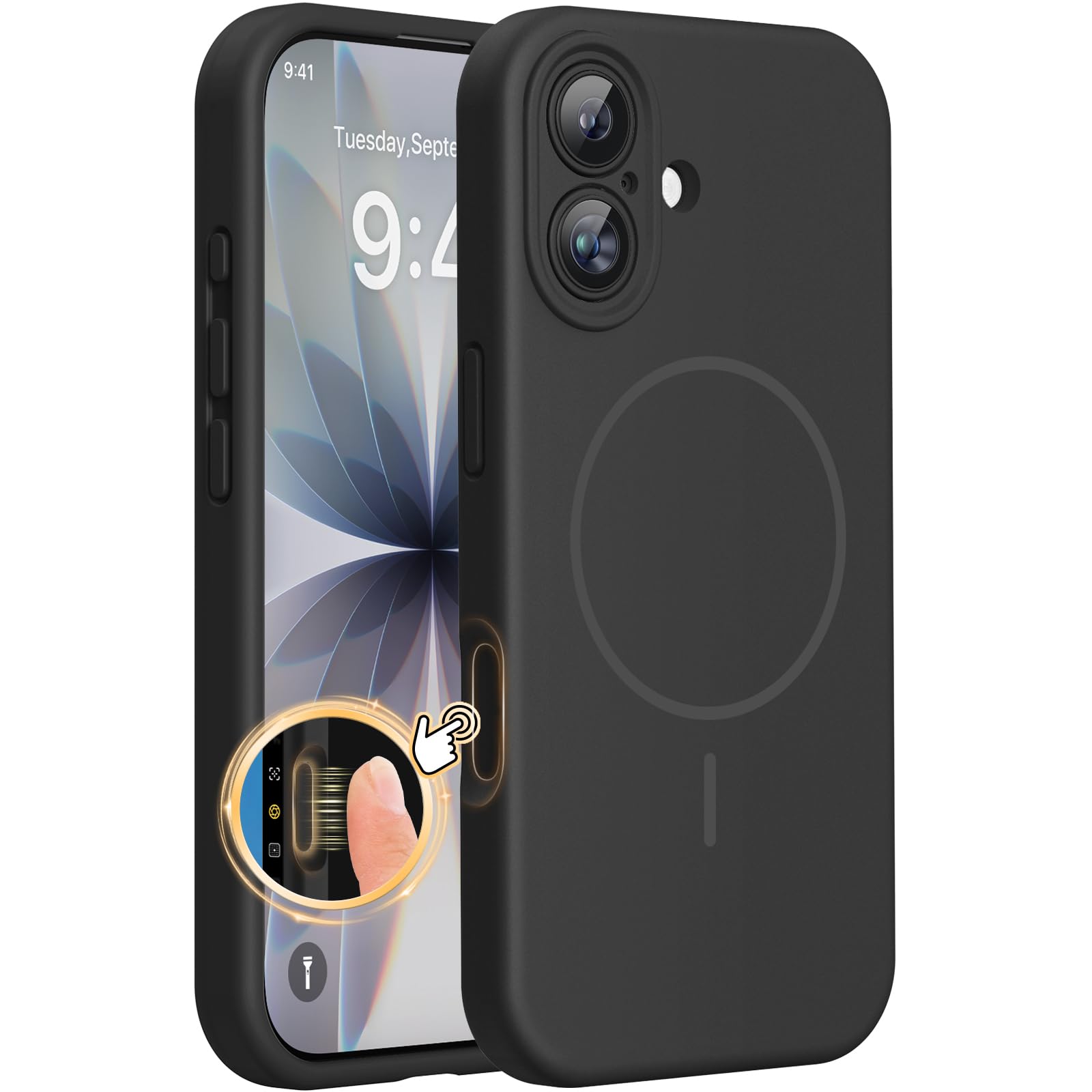 Magnetic for iPhone 17 Pro Max Case, Compatible with MagSafe, Integrated Silicone Camera Control Cover, 3.0mm Thicken Shockproof Drop Protection Phone Case for 17 ProMax, Orange