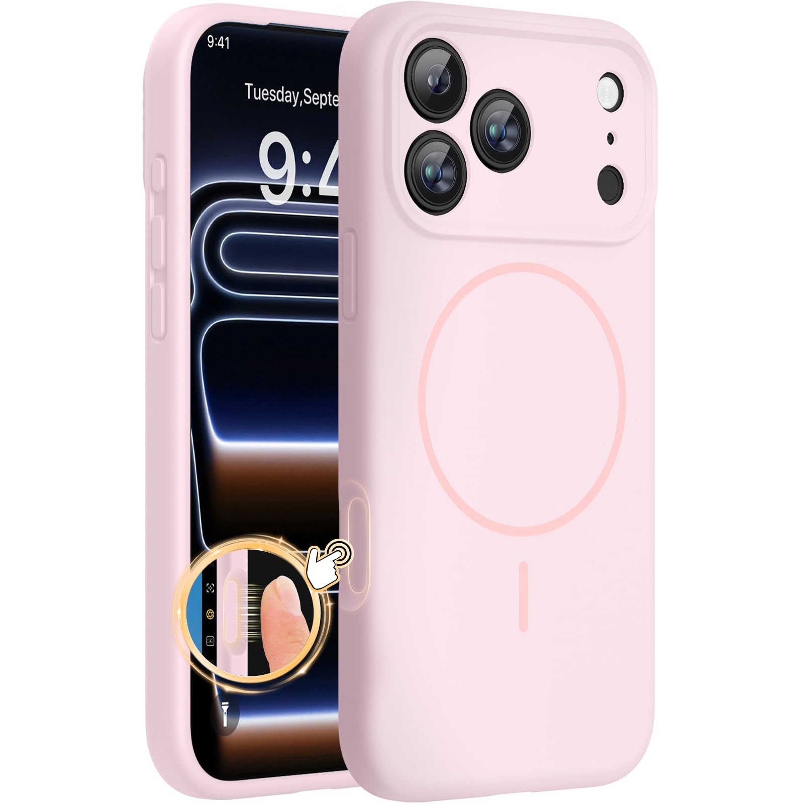 Magnetic for iPhone 17 Pro Max Case, Compatible with MagSafe, Integrated Silicone Camera Control Cover, 3.0mm Thicken Shockproof Drop Protection Phone Case for 17 ProMax, Orange