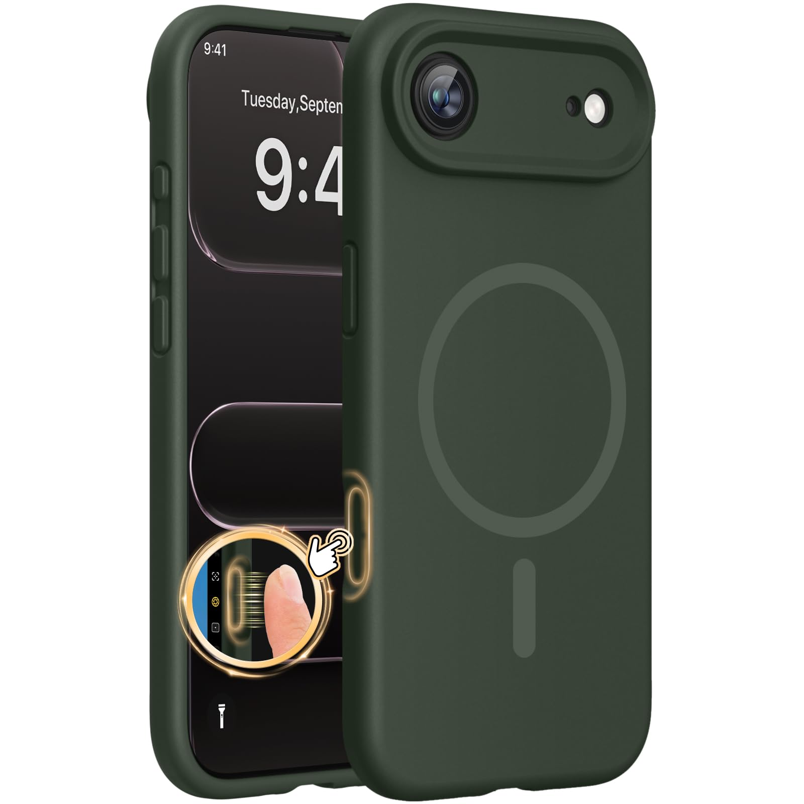 Magnetic for iPhone 17 Pro Max Case, Compatible with MagSafe, Integrated Silicone Camera Control Cover, 3.0mm Thicken Shockproof Drop Protection Phone Case for 17 ProMax, Orange