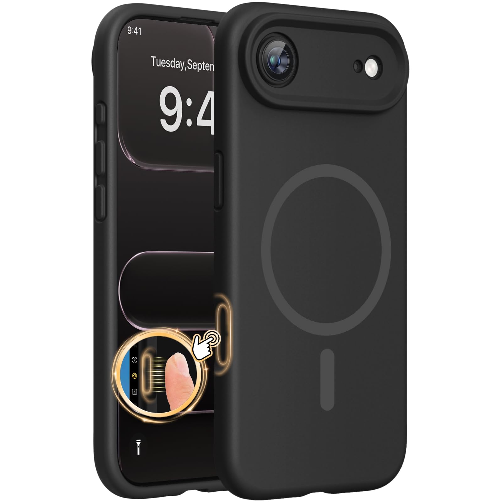 Magnetic for iPhone 17 Pro Max Case, Compatible with MagSafe, Integrated Silicone Camera Control Cover, 3.0mm Thicken Shockproof Drop Protection Phone Case for 17 ProMax, Orange