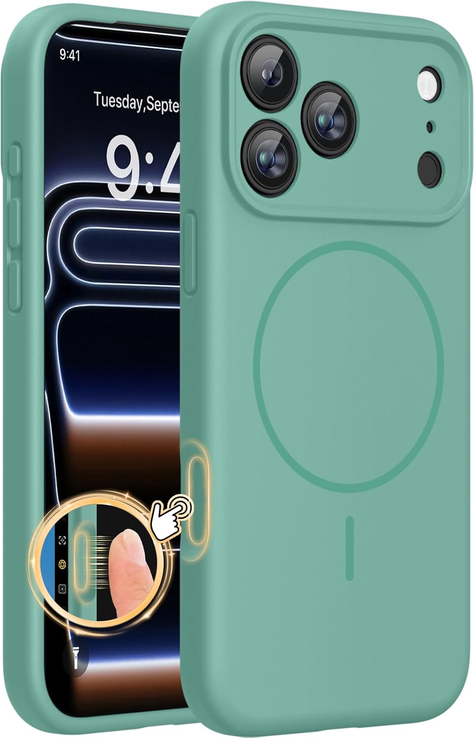 Magnetic for iPhone 17 Pro Max Case, Compatible with MagSafe, Integrated Silicone Camera Control Cover, 3.0mm Thicken Shockproof Drop Protection Phone Case for 17 ProMax, Orange
