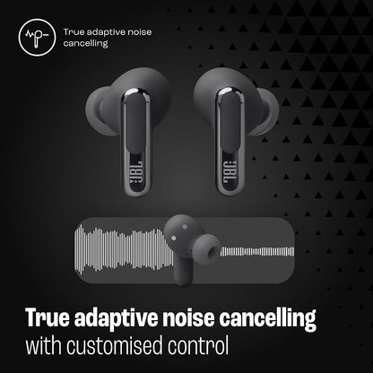 JBL Live Beam 3 - True Wireless Noise-Cancelling Stick-Closed Earbuds, 48Hrs Total Playback, Wireless Charging, 6 Mics for Perfect Calls, Multi-Point Connection, IP55 Waterproof and dustproof (Black)